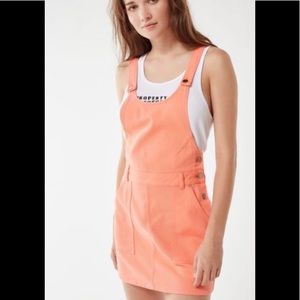Coral overall dress